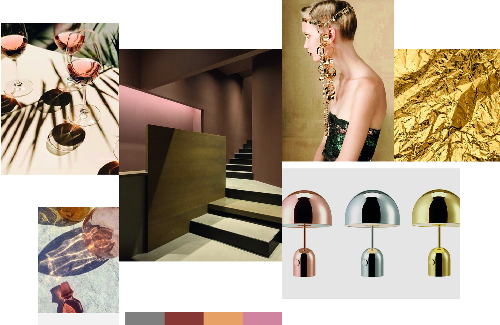 Moodboard for the Prima pen by Napkin, a new identity designed in seven colors, each representing a specific metal